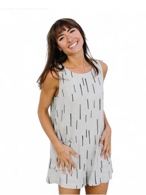Light Gray Printed Sleeveless Romper